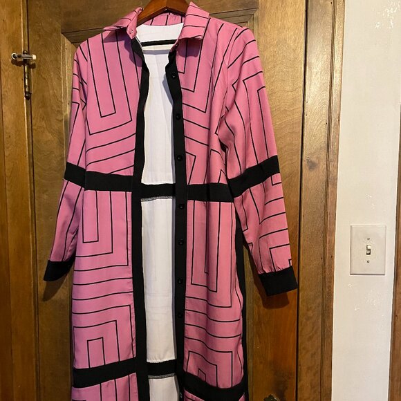 So lovely!! Dusty Rose Button Down Women's Collared Shirt Maxi Dress - Size M - Picture 2 of 15